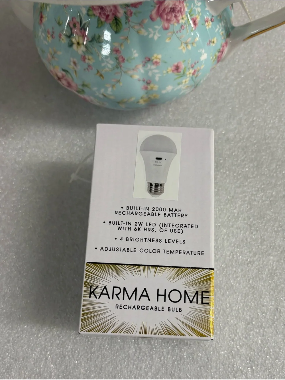Karma Home Rechargeable Teapot Lamp in French Country Floral ~ NWT